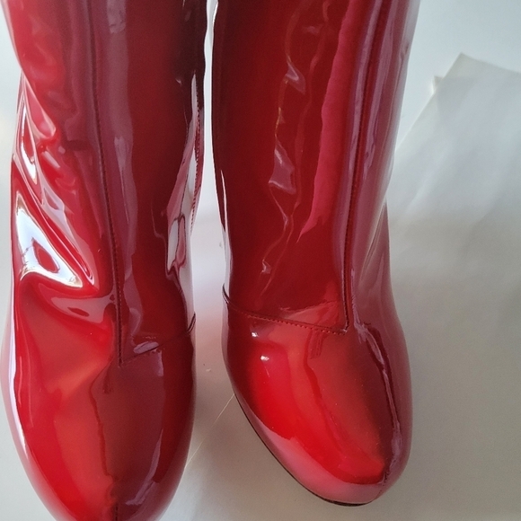 Maison Margiela Patent Leather High Heeled Thigh High Boots Red EU 40 US 7 - Picture 12 of 16
